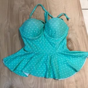 Peplum Xhiliration Swim Top polkadot